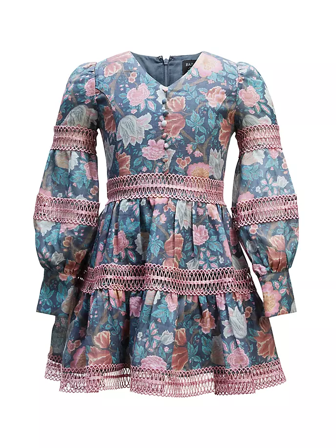 Мини-платье с цветочным принтом и пышными рукавами для девочек Bardot Junior, цвет floral платье мини bardot fleur цвет bold floral