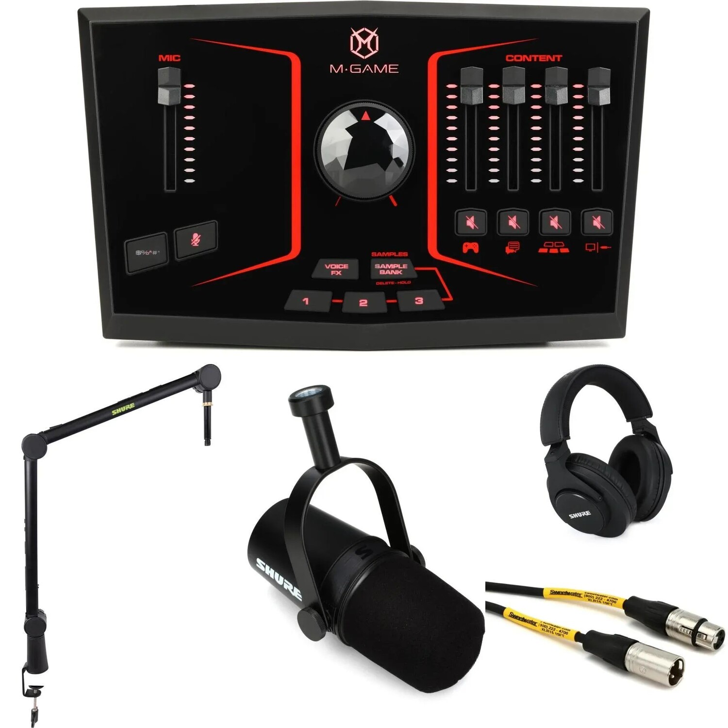 

Микшер M-Game RGB Solo и комплект потоковой передачи Shure MV7X