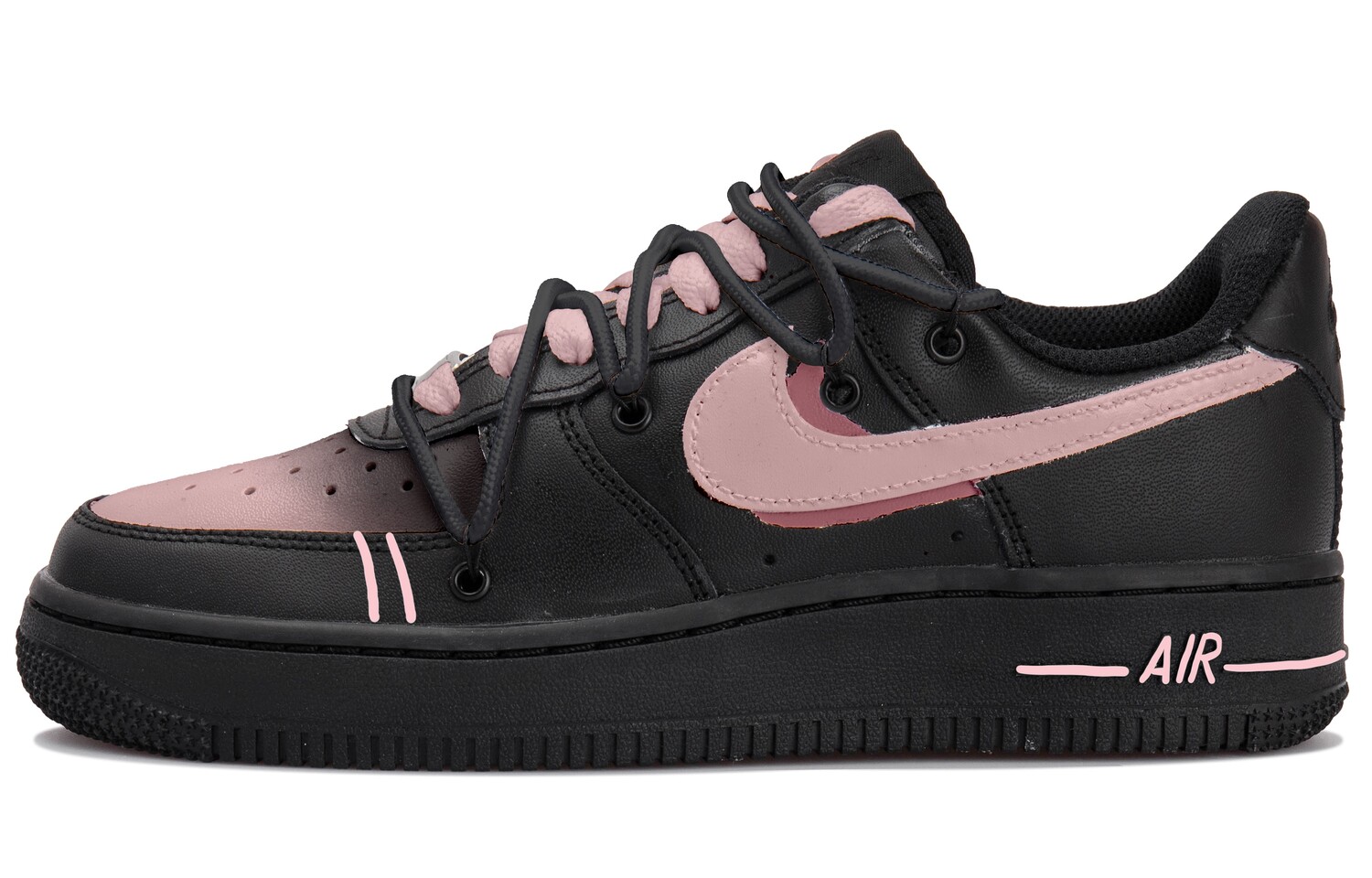 

Кроссовки Nike Air Force 1 Skateboarding Shoes Women's Low-top Black/pink, черный/розовый