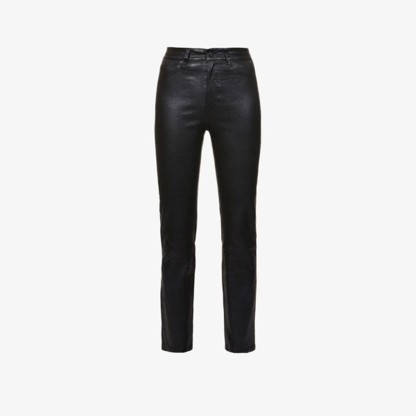 цена Кожаные джинсы узкого кроя со средней посадкой Cindy Paige, черный