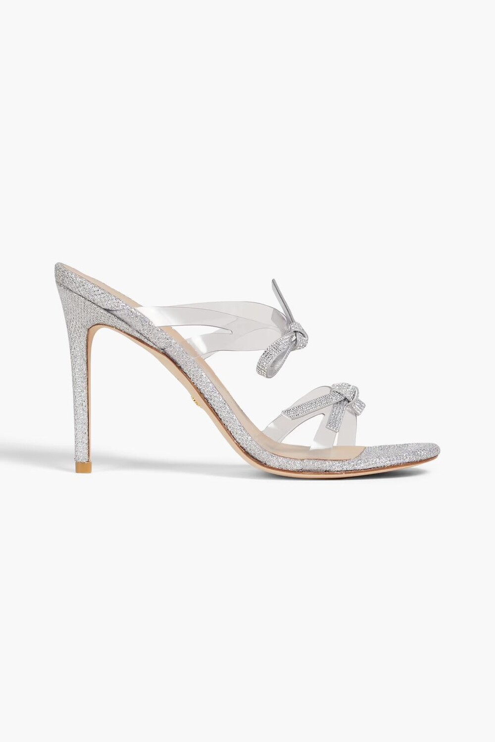 

Босоножки Bow 100 из ПВХ с декором Stuart Weitzman, серебро
