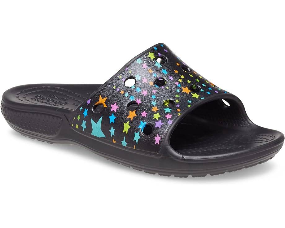 Сандалии Crocs Classic Slide, цвет Black/Multi Disco Dance Party leecabe 20cm 8inch genuine leather women s platform disco party high heels pole dance boot
