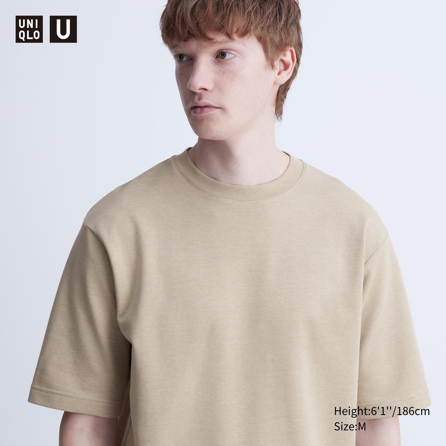 Футболка оверсайз Uniqlo Airism из хлопка, бежевый худи оверсайз из хлопка бежевый l