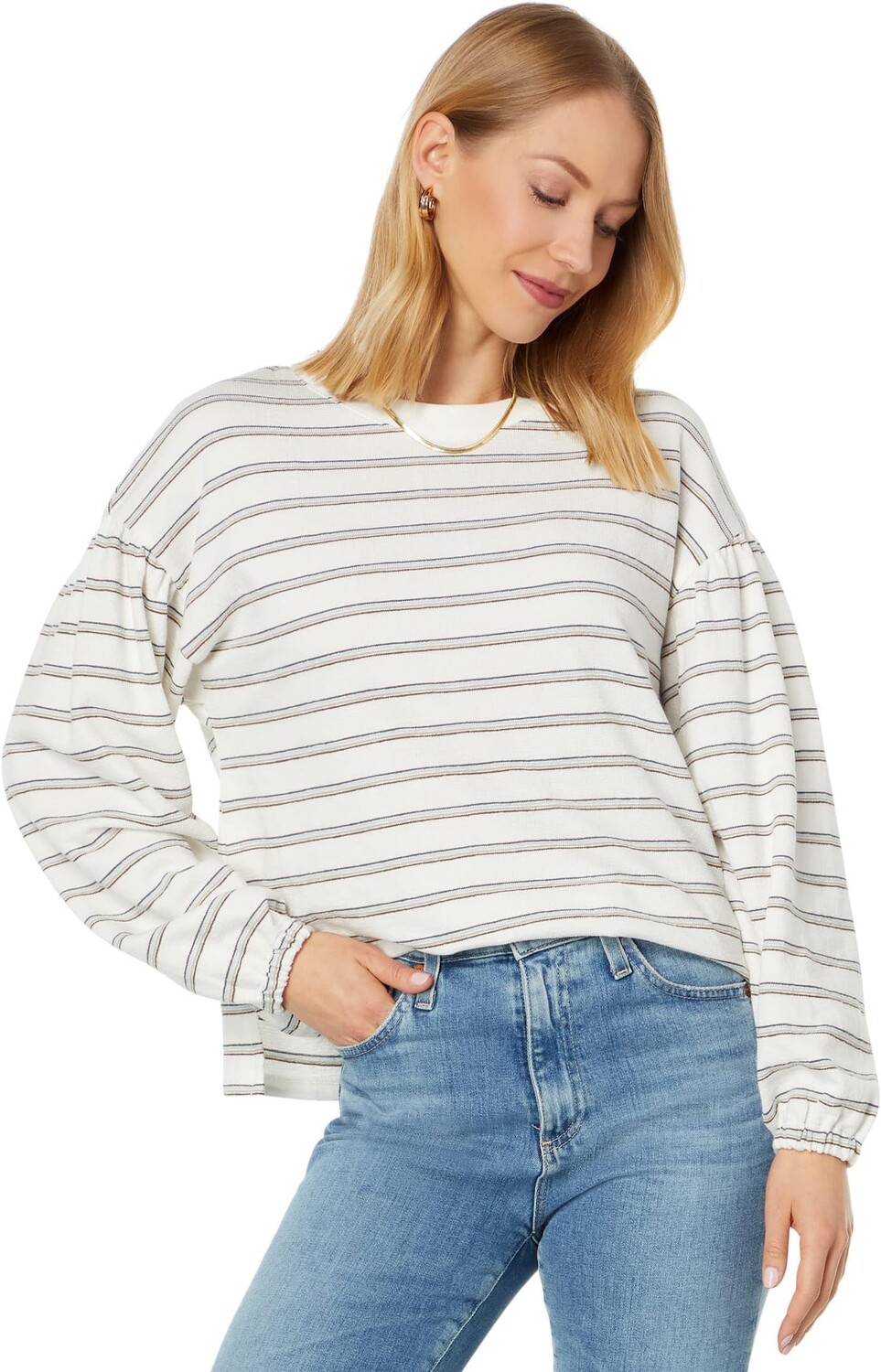 

Футболка с длинным рукавом и полоской Cider Madewell, цвет Antique Cream