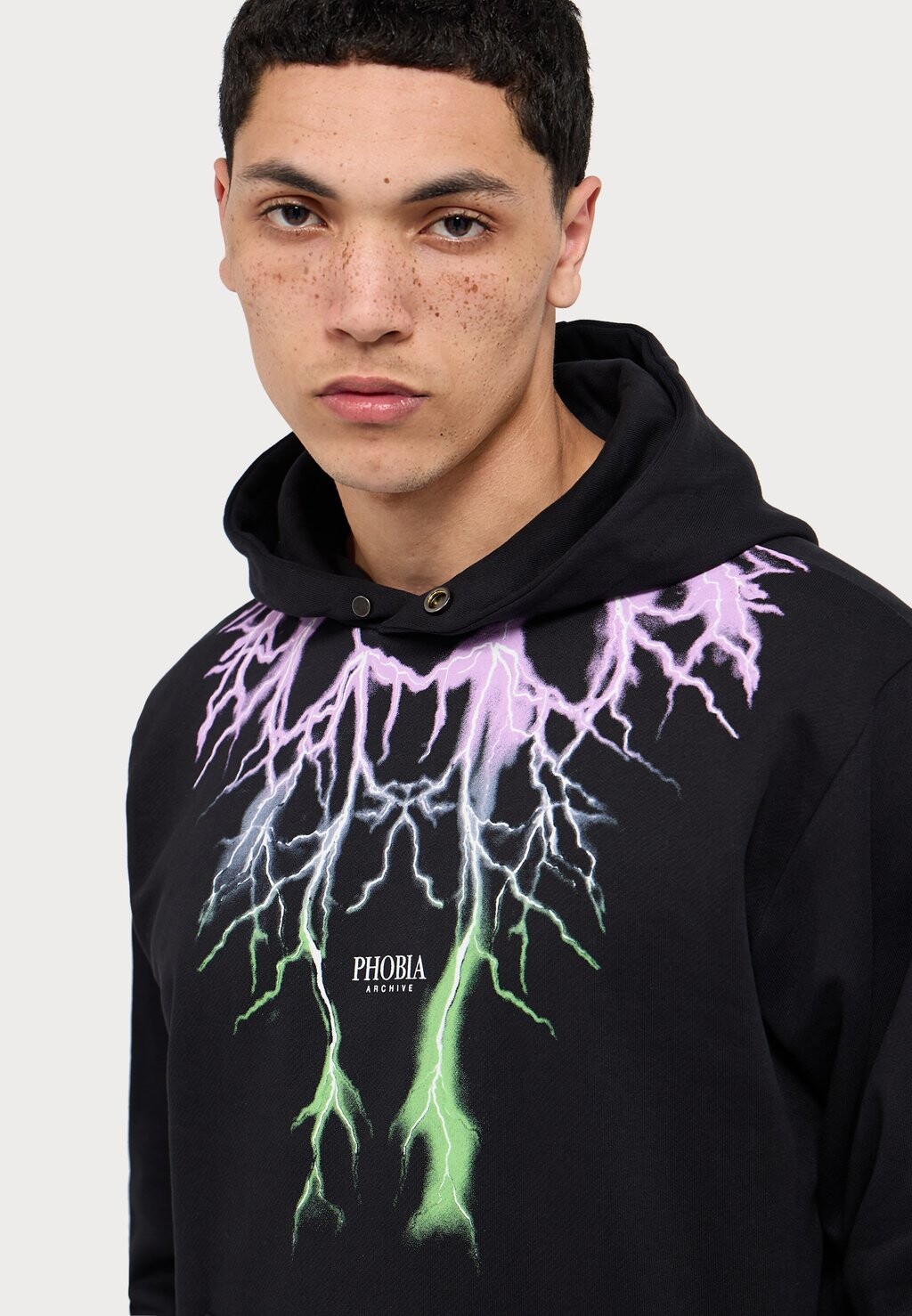 

Толстовка с капюшоном HOODIE WITH BICOLOR LGHTNING PRINT PHOBIA ARCHIVE, черный