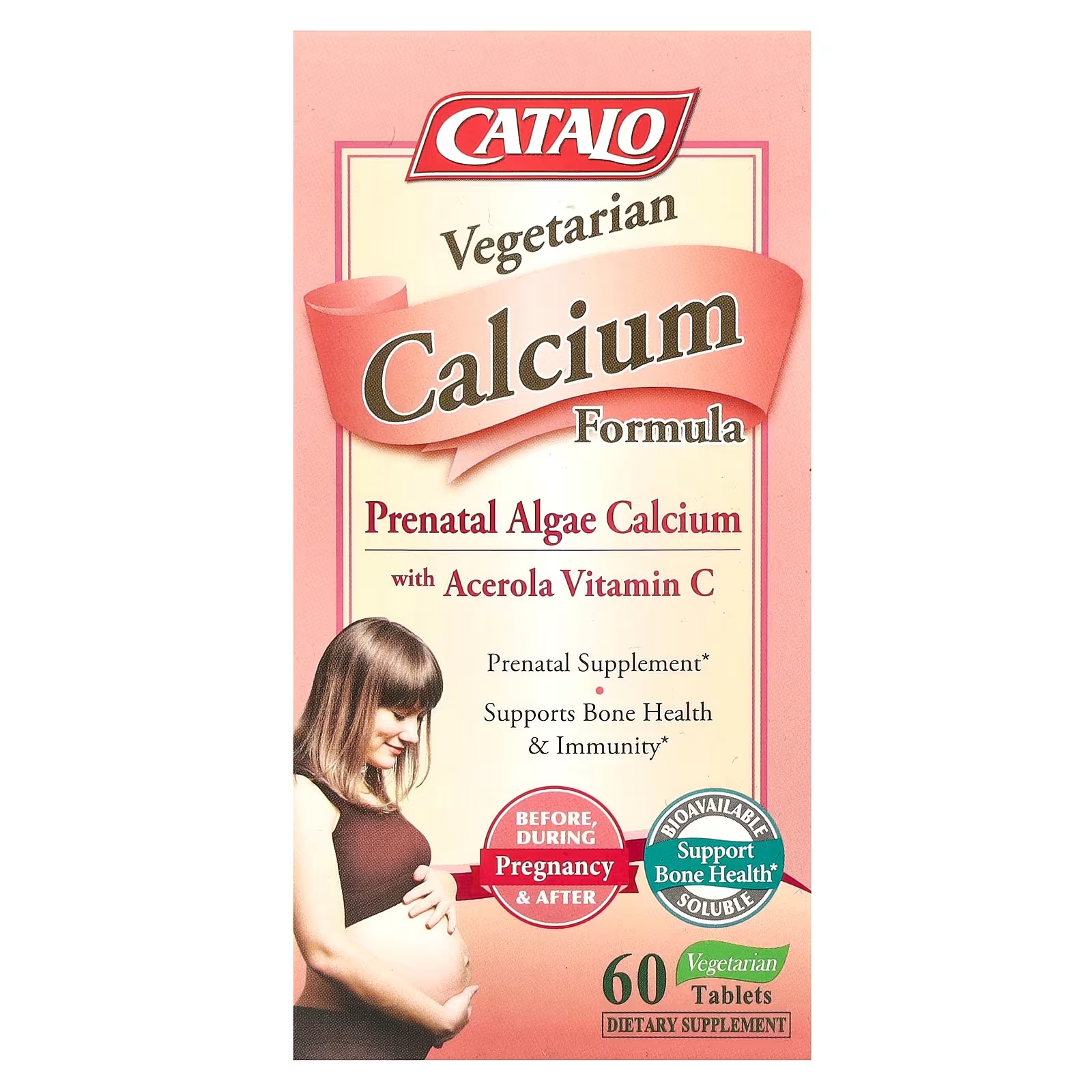 Вегетарианская формула кальция Catalo Naturals для беременных с витамином С, 60 вегетарианских таблеток catalo naturals формула с витамином c для детей 50 мг 60 вегетарианских жевательных таблеток