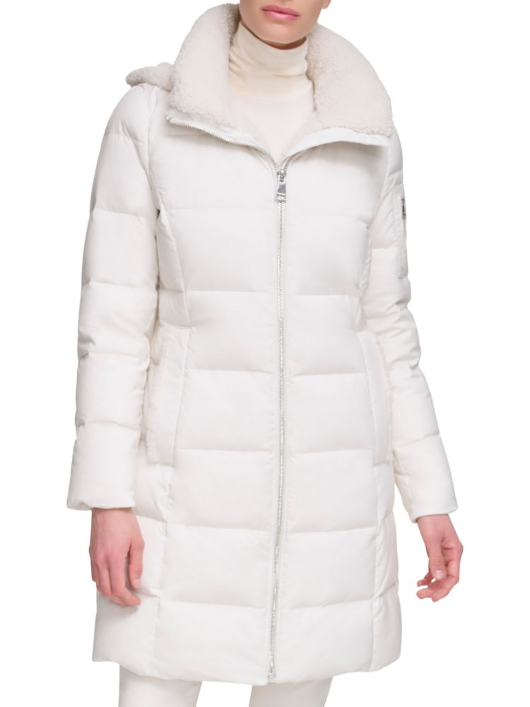 Пуховик из искусственной овчины Calvin Klein, цвет Eggshell женское пальто из искусственной овчины с капюшоном calvin klein коричневый