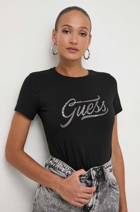 

Хлопковая футболка Guess, черный