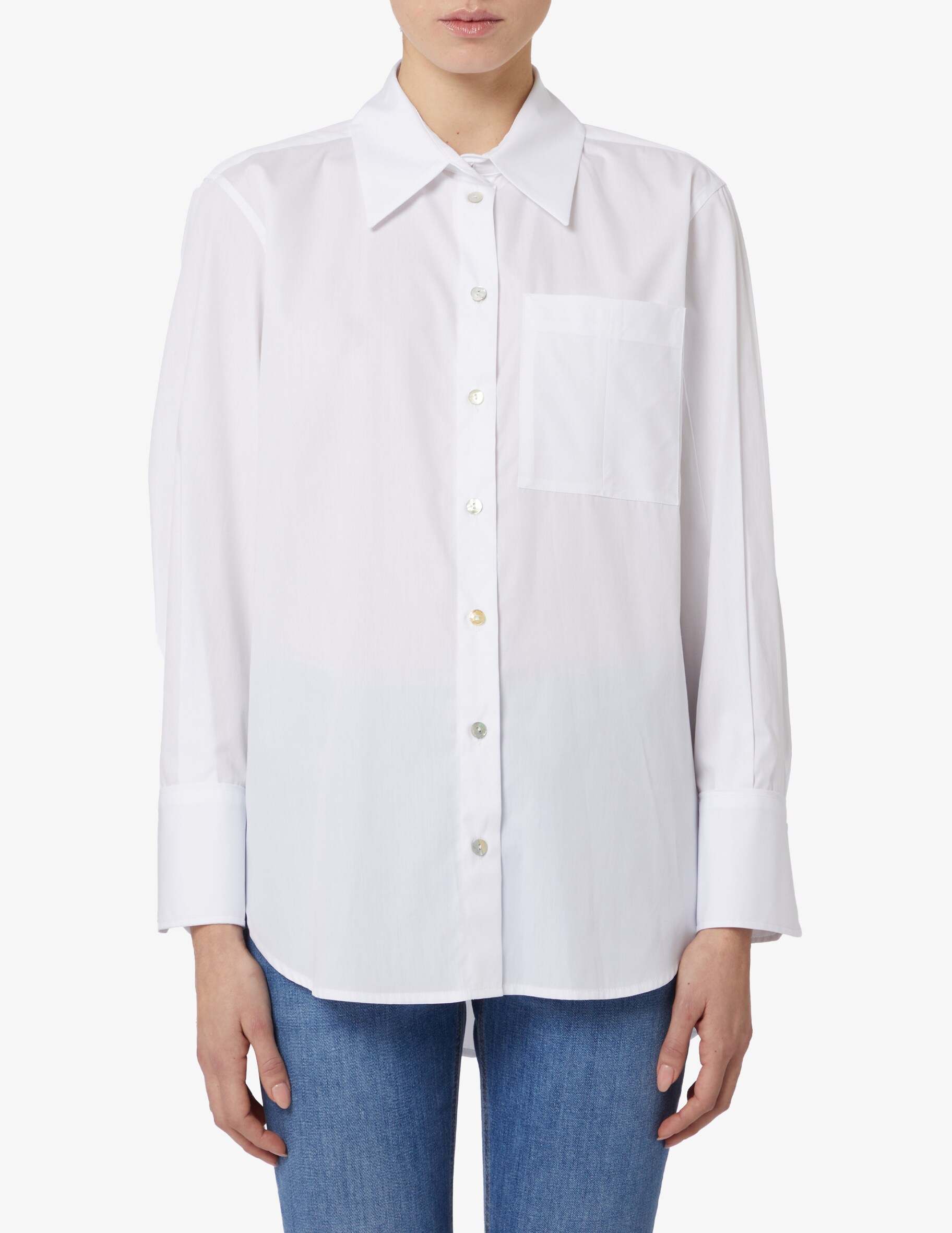 Рубашка оверсайз Nuvola из поплина Marella, белый рубашка оверсайз из поплина zara белый