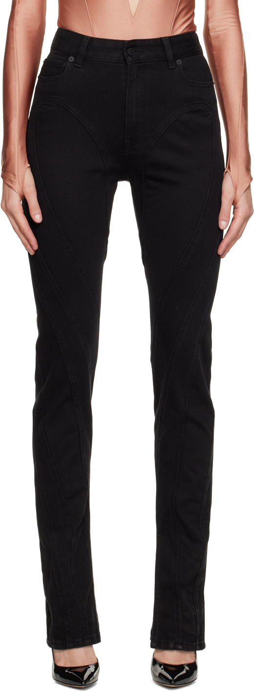 Черные джинсы со спиральной застежкой Mugler, цвет Black