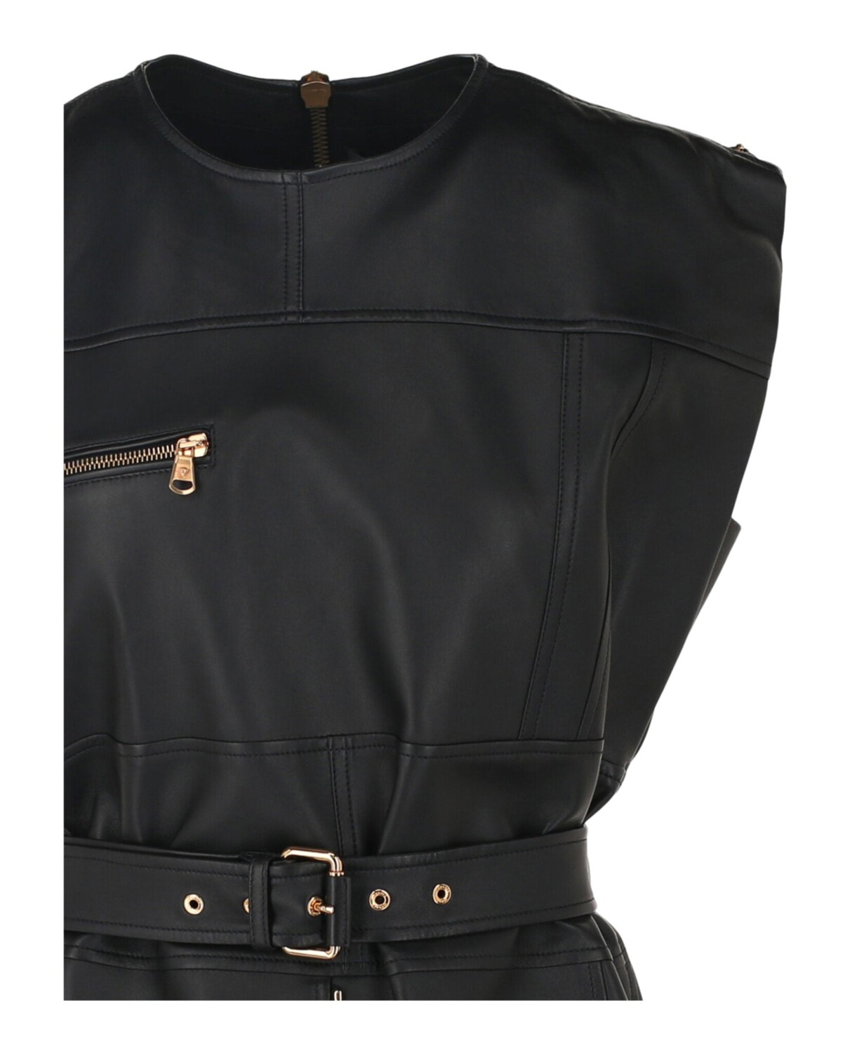 

Кожаное платье без рукавов Versace, черный