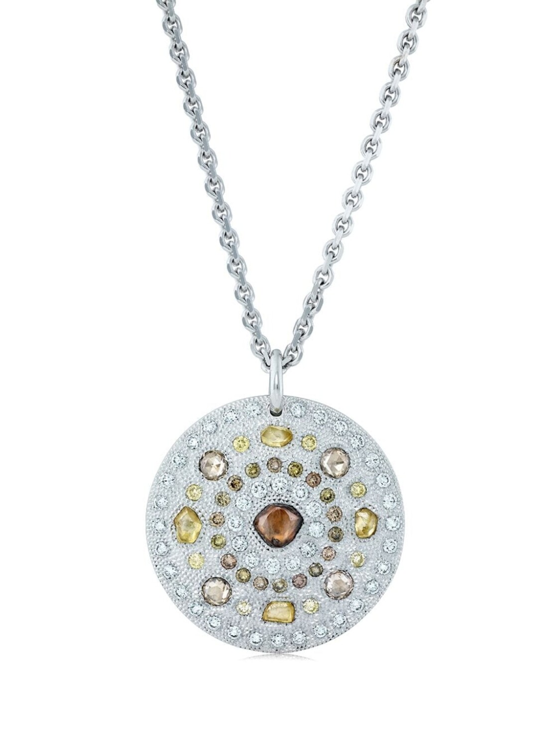 

Цепочка с подвеской Talisman Large Medal из белого золота с бриллиантами De Beers Jewellers, серебряный