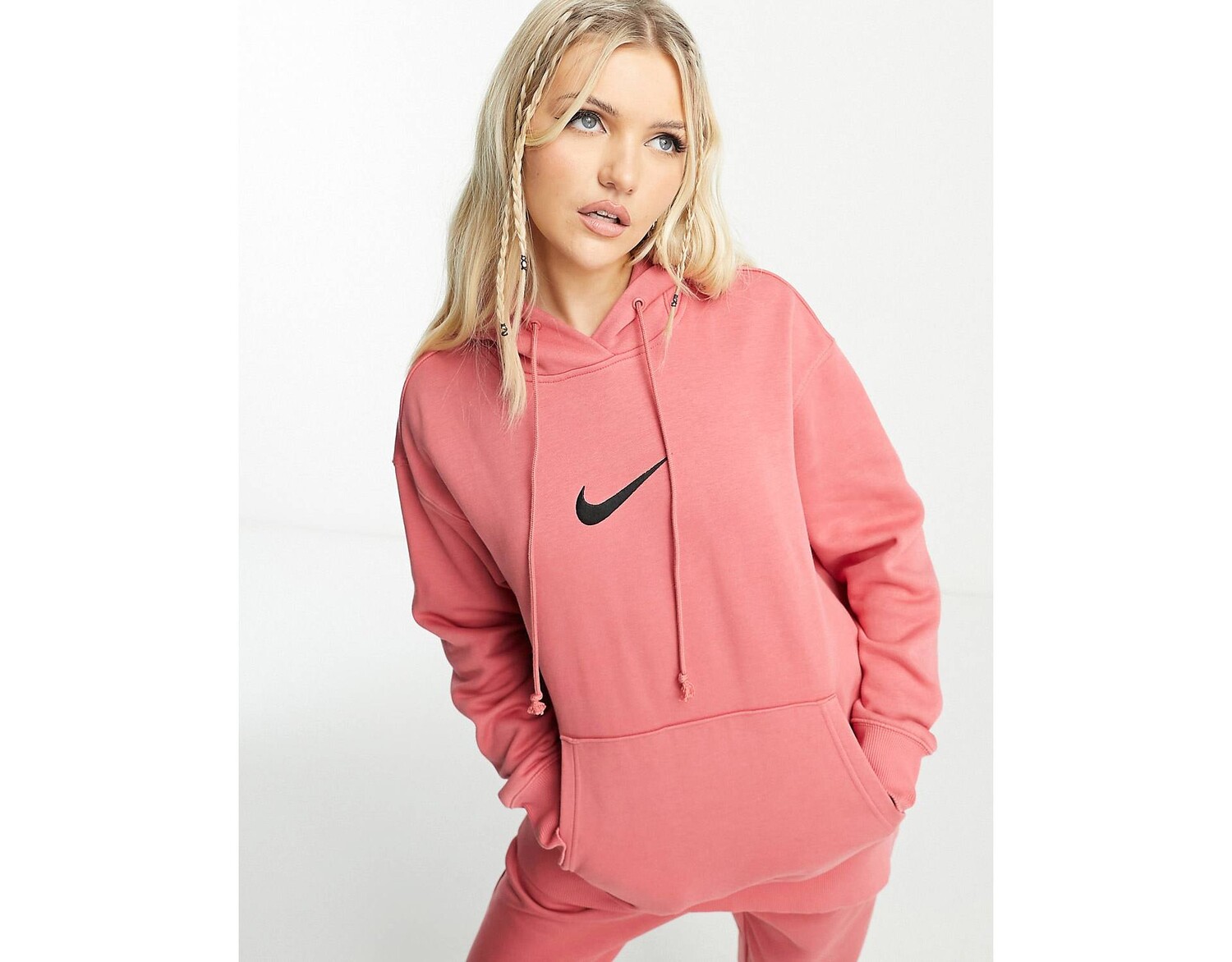 

Худи Nike Midi Swoosh темно-розового цвета, Розовый