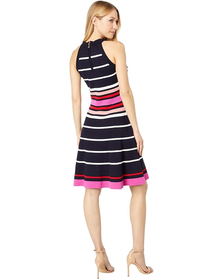 

Платье Vince Camuto Halter Neck Sleeveless Fit-and-Flare Stripe, мульти