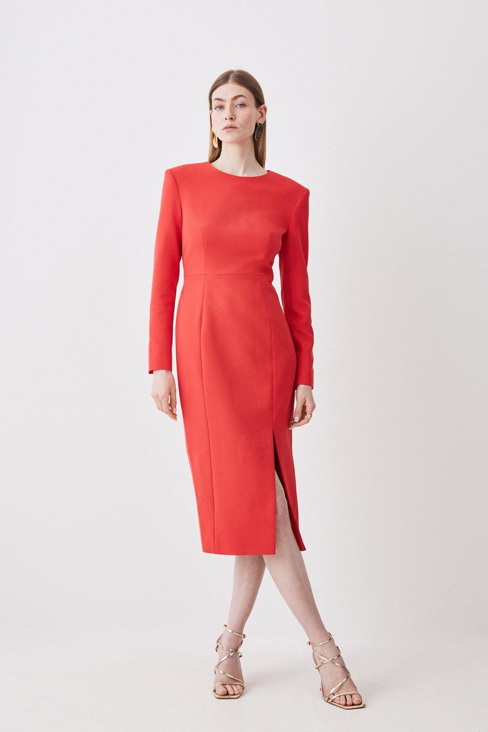 Компактное платье-миди из эластичной вискозы с открытой спиной Karen Millen, красный