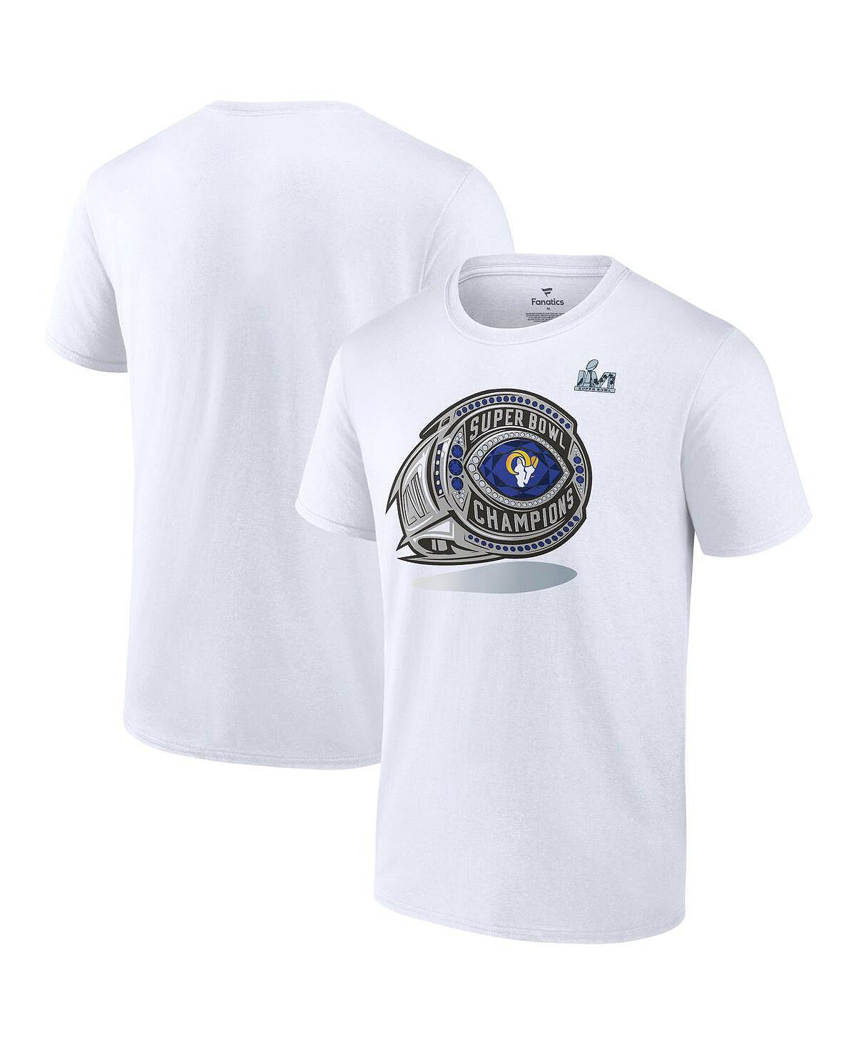 Мужская белая футболка с логотипом Los Angeles Rams Super Bowl LVI Champions Big Tall Ring Fanatics