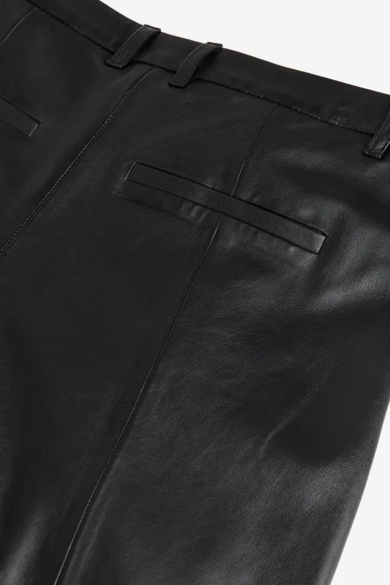 Кожаные брюки свободного кроя H&M, черный