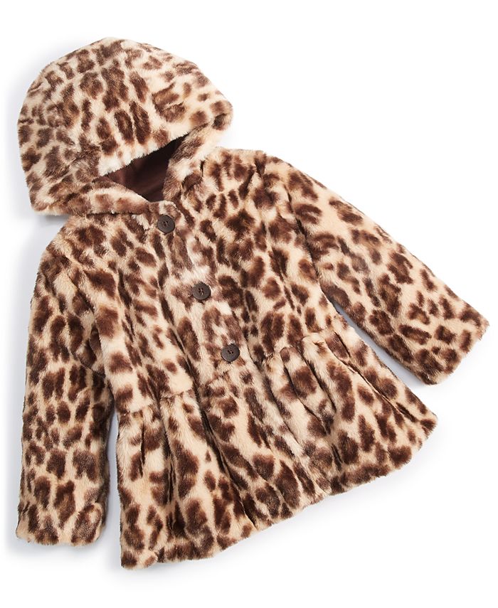 Пальто из искусственного меха для маленьких девочек First Impressions, коричневый цена и фото