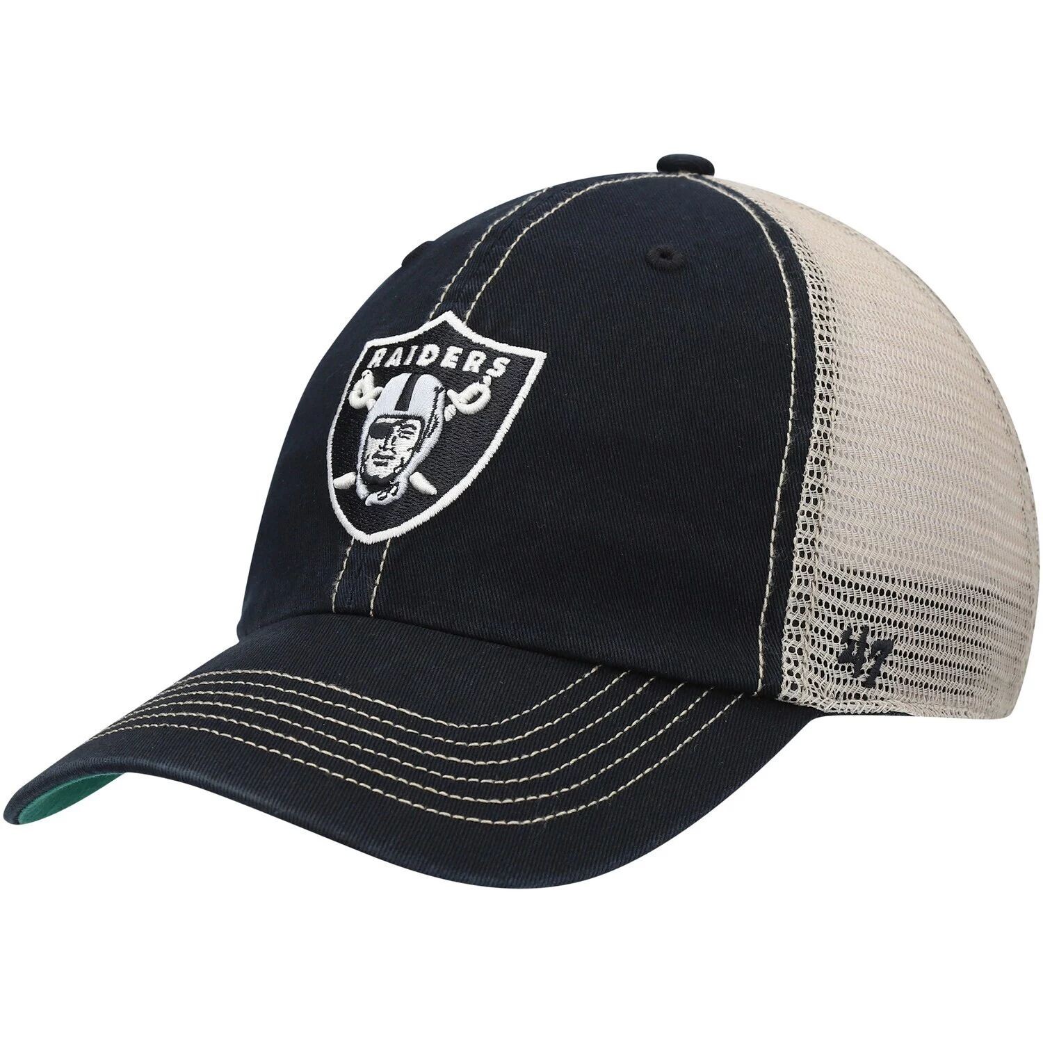 

Мужская кепка Snapback '47 черного/натурального цвета Las Vegas Raiders Team Trawler Trucker Clean Up Snapback 47 Brand