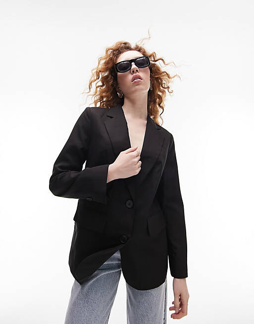 

Черный однобортный пиджак Topshop Tailored