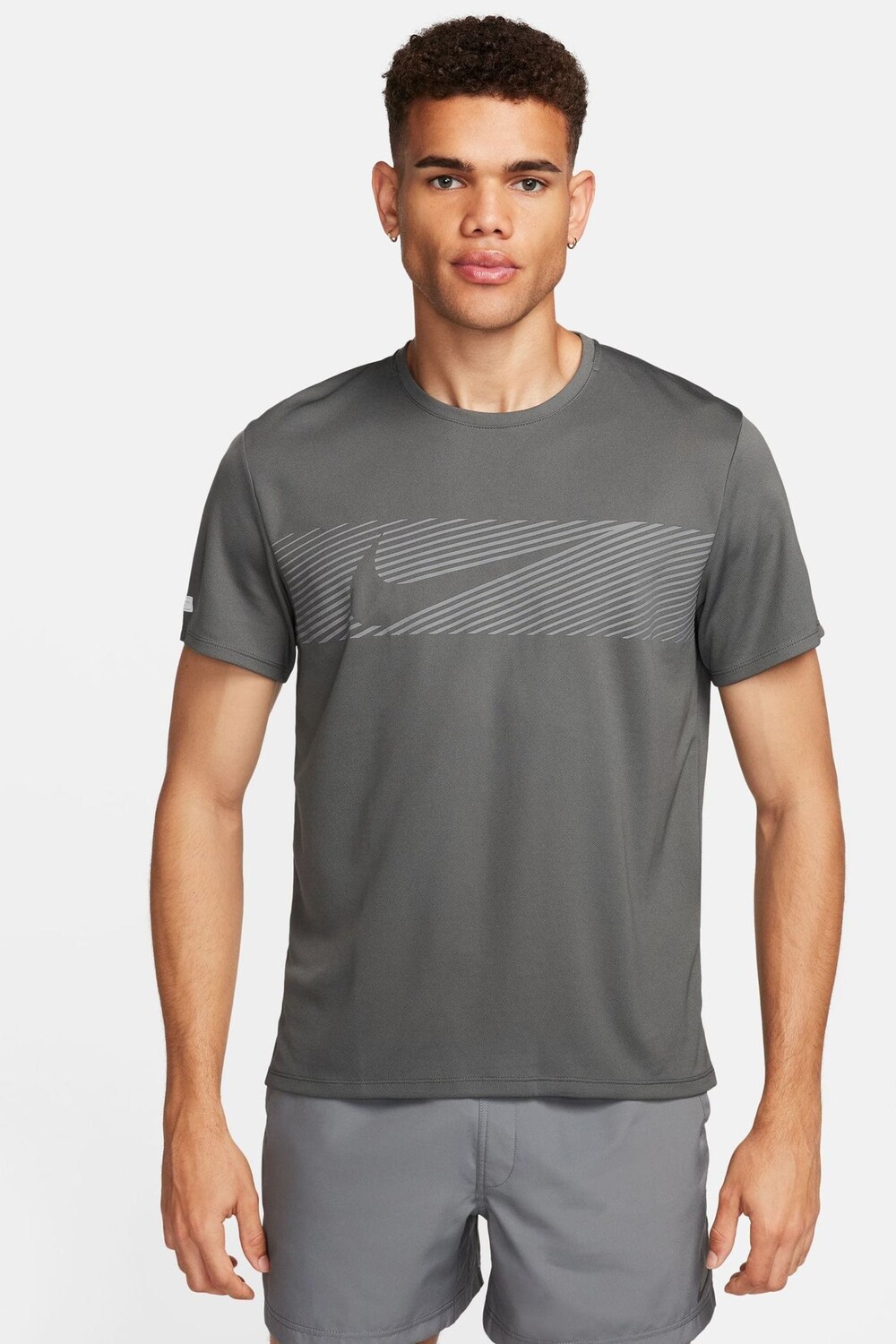 

Беговая футболка с короткими рукавами Dri fit Miler Flash UV Nike, серый