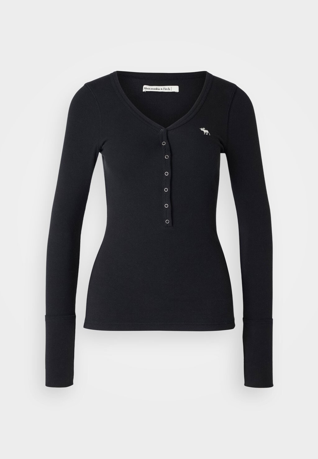 

Топ с длинным рукавом Long Sleeve Icon Henley Abercrombie & Fitch, черный