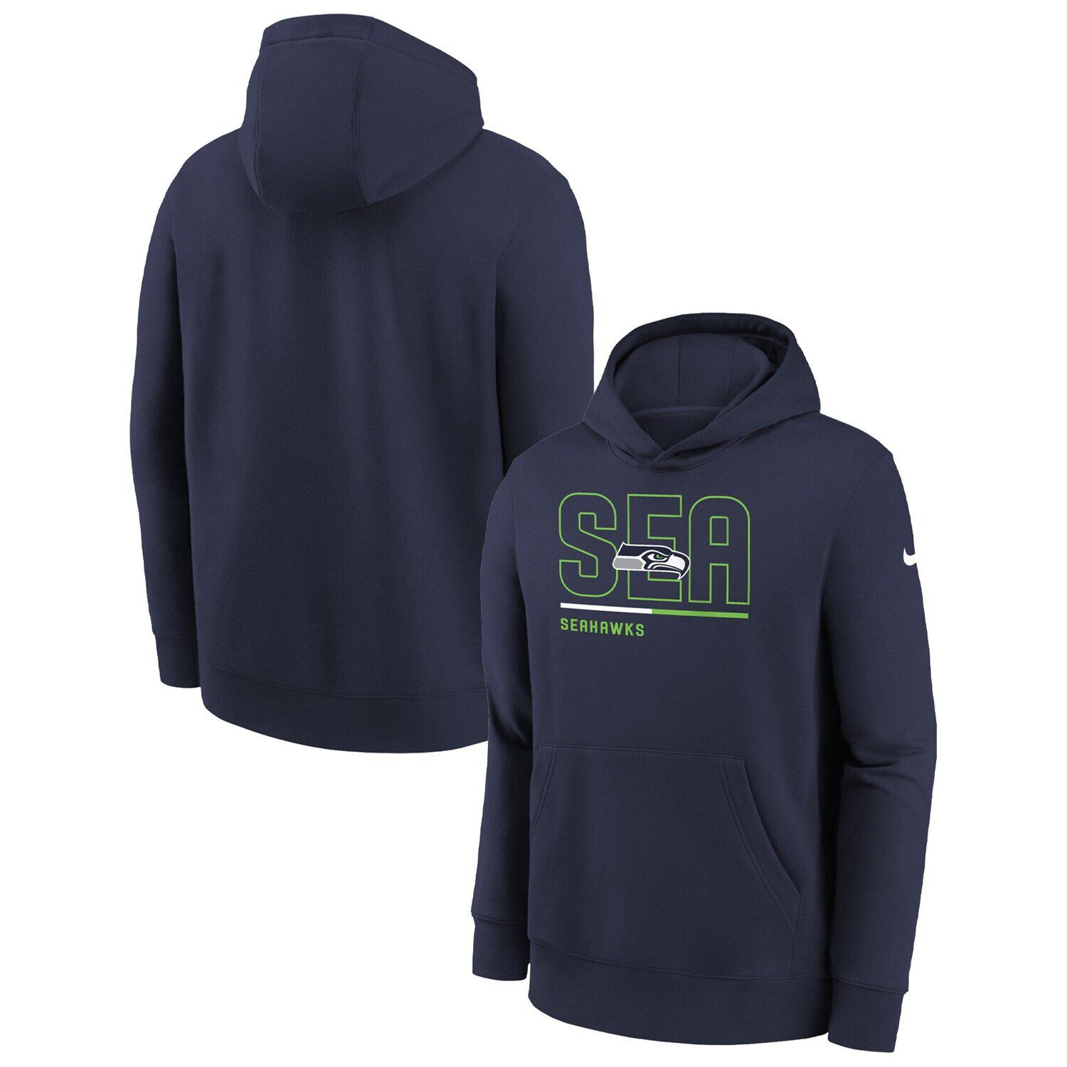 

Молодежный пуловер с капюшоном Nike College Navy Seattle Seahawks City Code Nike