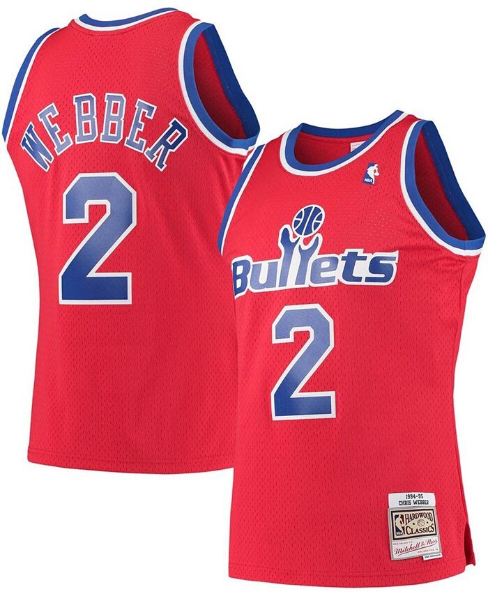 

Мужская майка Chris Webber Red Washington Bullets Hardwood Classics 1994-95 Swingman Mitchell & Ness, красный