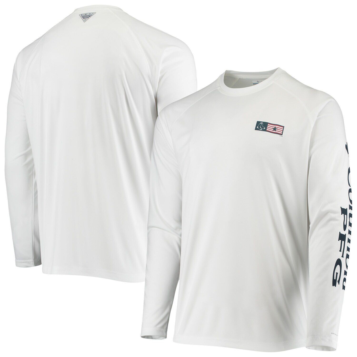 

Мужская футболка Columbia White Boston Red Sox Americana Terminal Tackle Omni-Shade Raglan с длинным рукавом