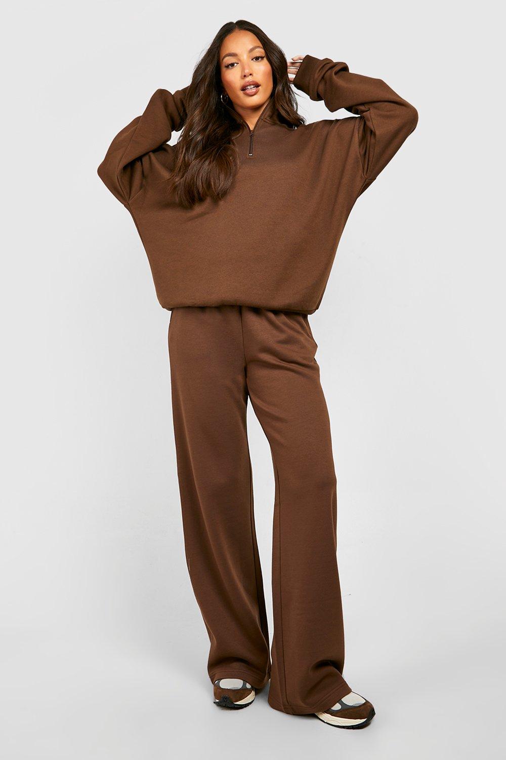 Высокие базовые брюки-джоггеры с широкими штанинами boohoo, коричневый