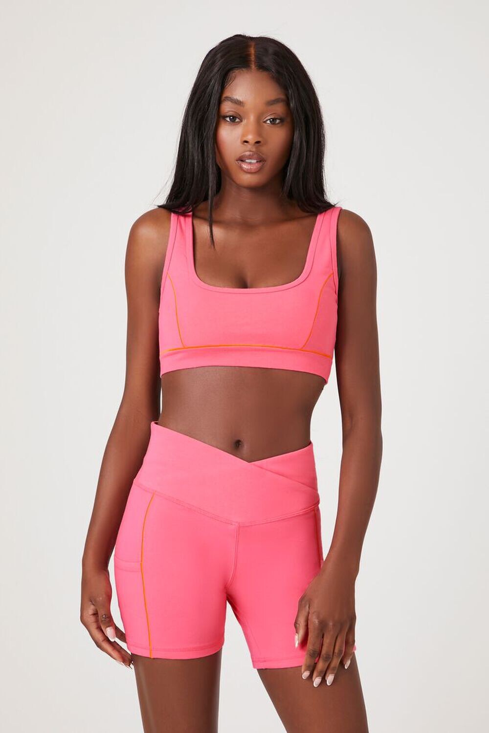 

Байкерские шорты Active с контрастными швами Forever 21, розовый