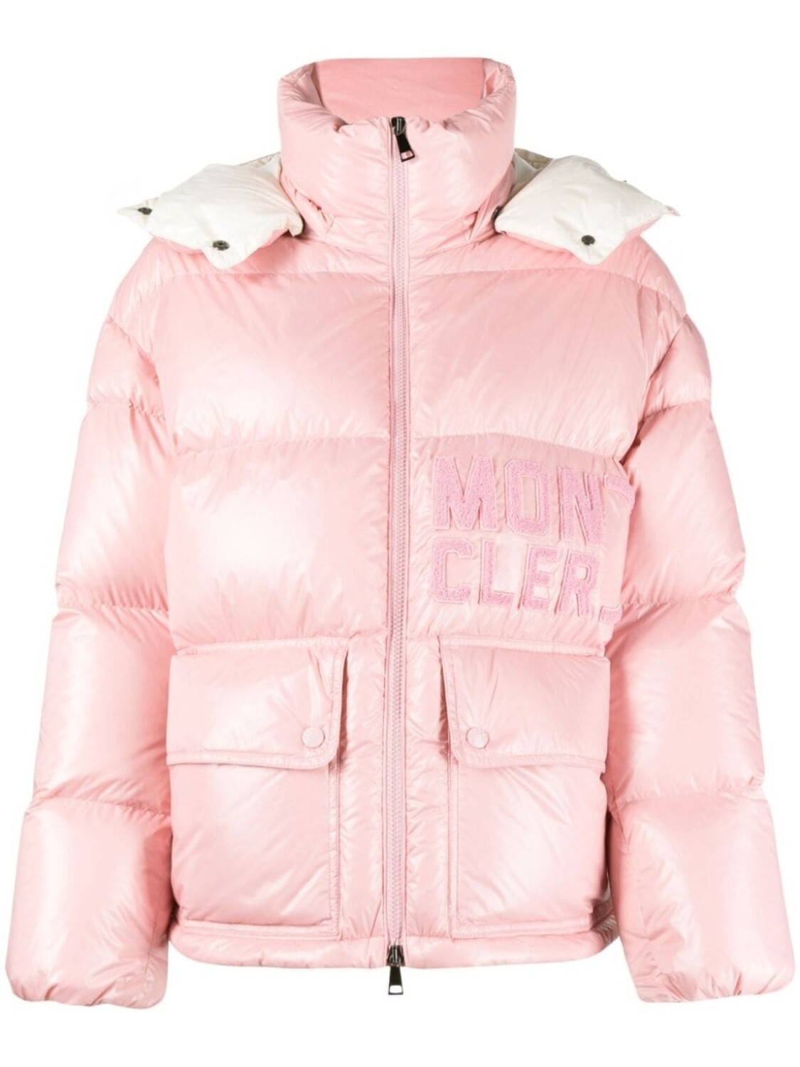 

Moncler пуховик с логотипом, розовый