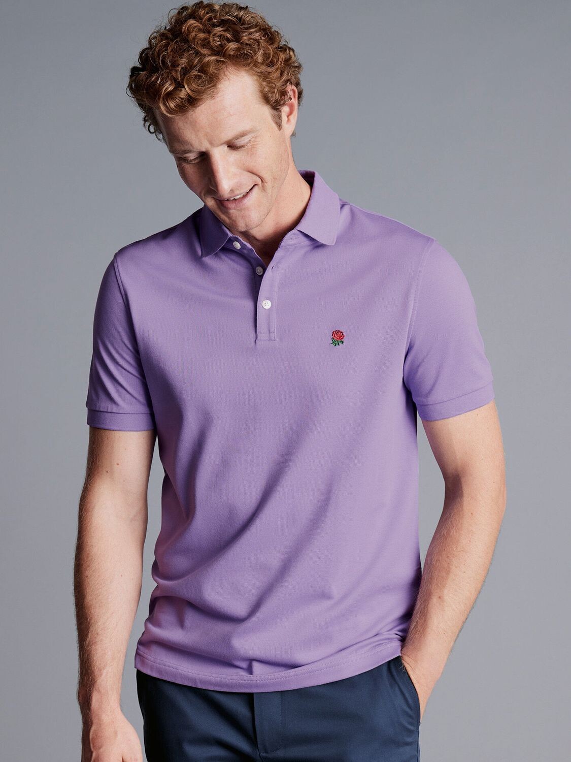 

Рубашка-поло для регби Charles Tyrwhitt England Pique, сиреневый