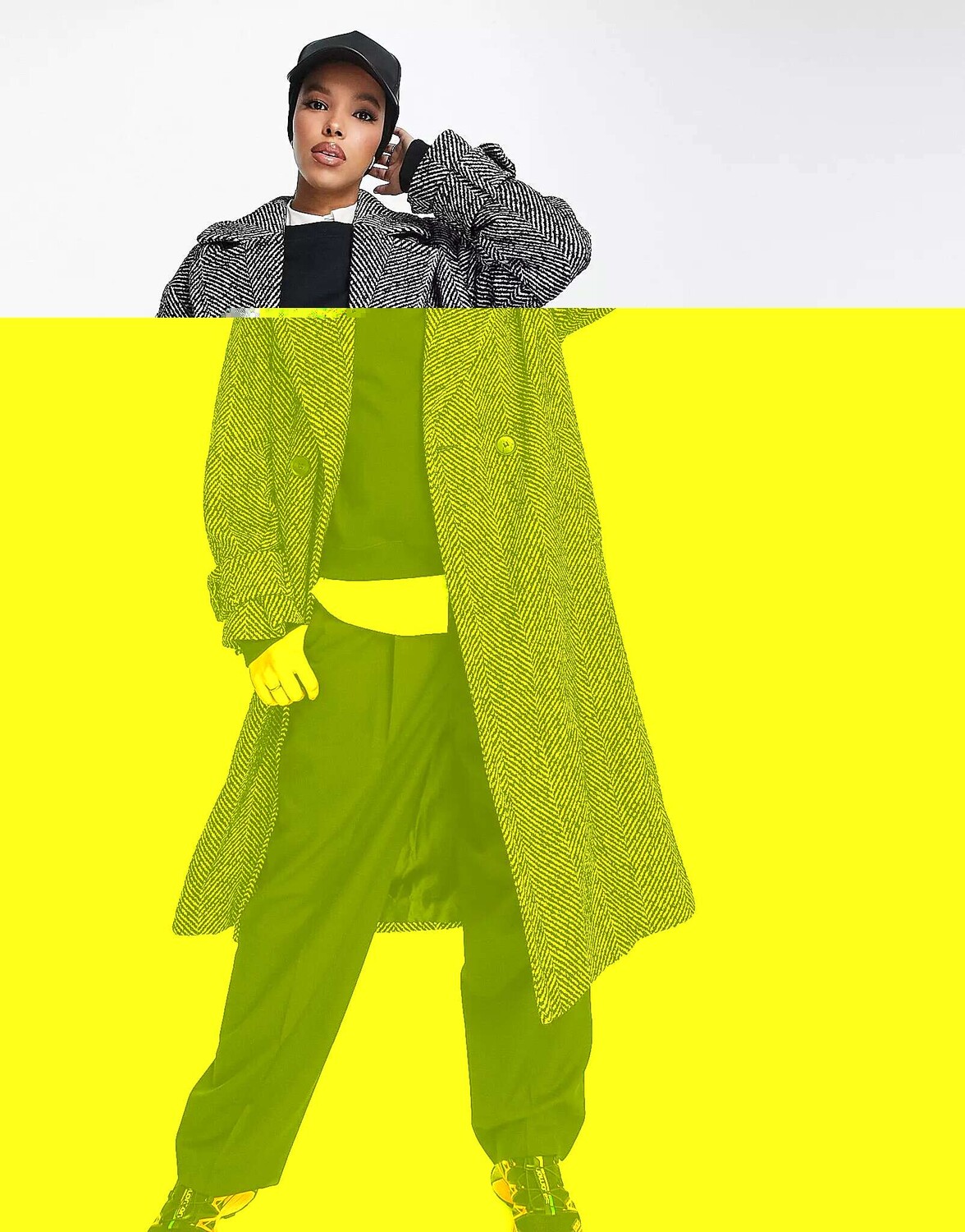 

Черное двубортное пальто макси River Island, Черный