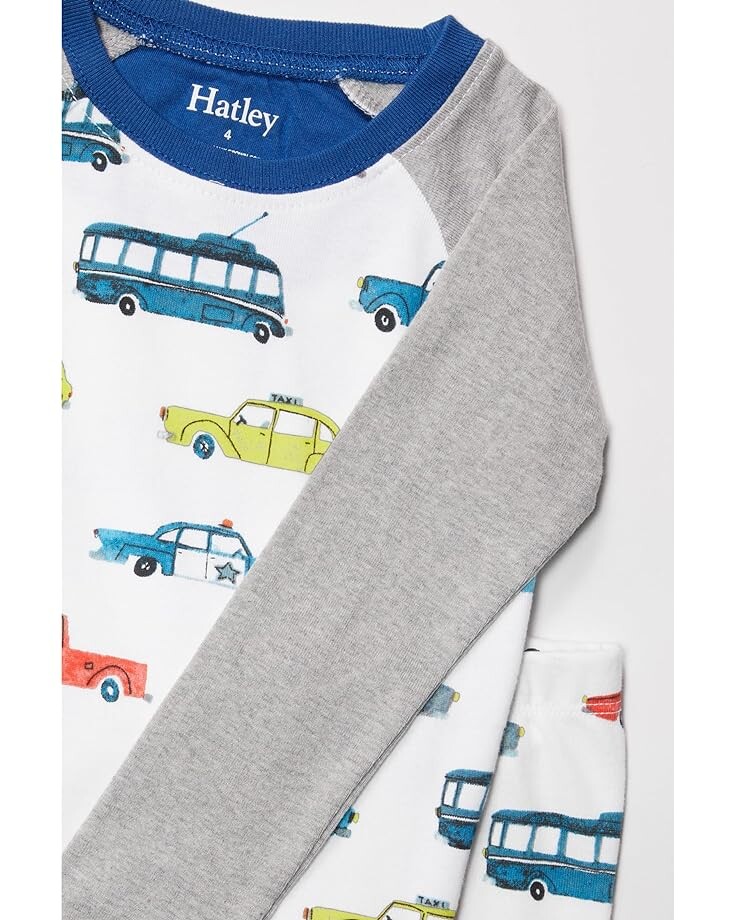 

Пижамный комплект Hatley Vehicles In The City Cotton Raglan Pajama Set, белый