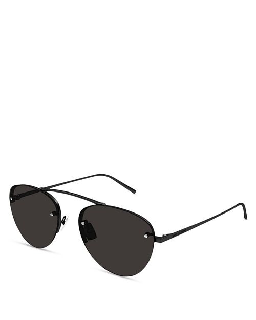 

Круглые солнцезащитные очки с высокой перемычкой, 55 мм Saint Laurent, цвет Black
