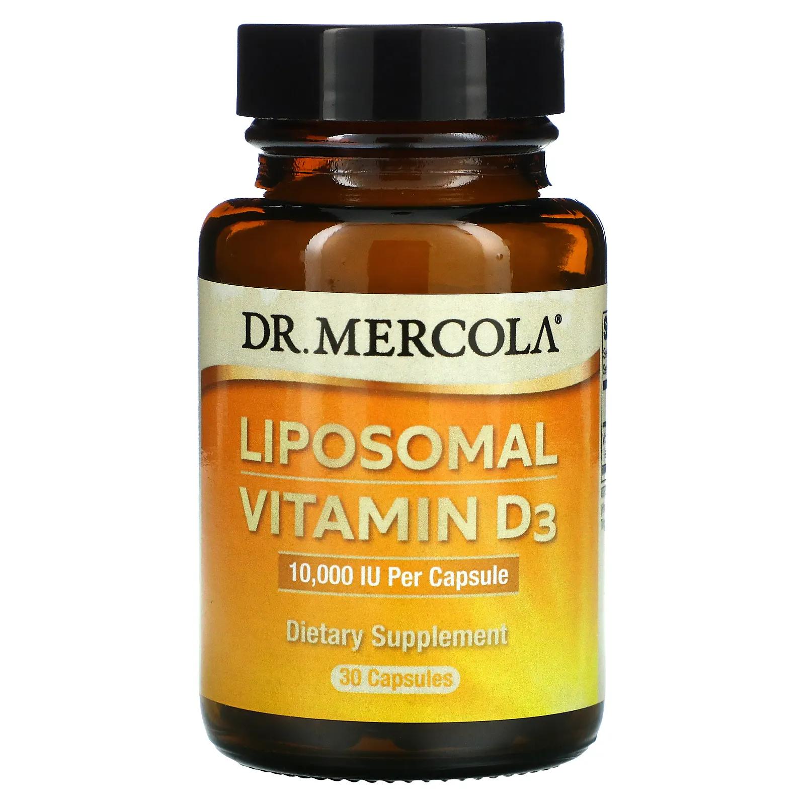 Dr. Mercola Липосомальный витамин D3 10000 МЕ 30 капсул dr mercola липосомальный витамин c для детей 30 капсул