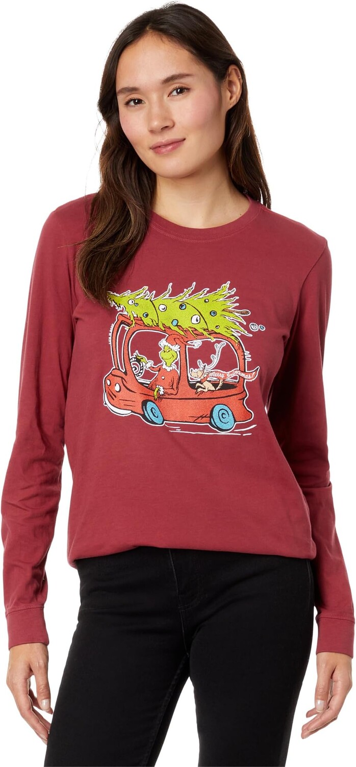 

Футболка Whoville или Bust Crusher с длинными рукавами Life is Good, цвет Cranberry Red