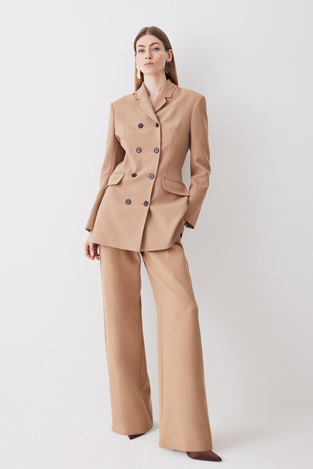 

Компактные эластичные брюки с низкой талией Karen Millen, бежевый