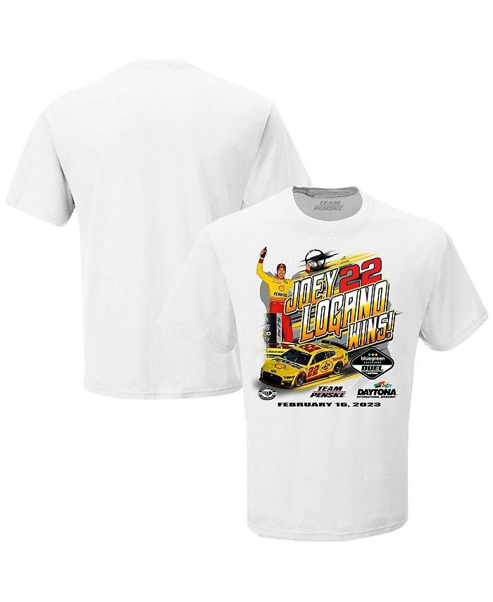 

Мужская белая футболка Joey Logano 2023 Bluegreen Vacations Duel 1 Race Winner Checkered Flag Sports, белый