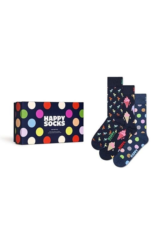 

Подарочная коробка, 3 пары темно-синих носков Happy Socks, темно-синий