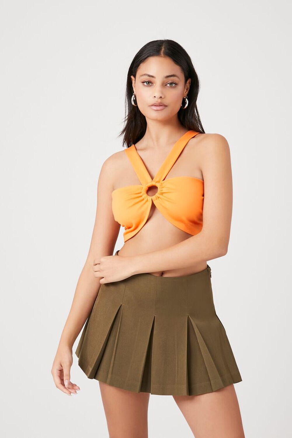 

Плиссированная юбка со средней посадкой Forever 21, оливковый