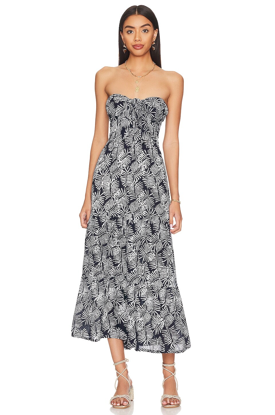 

Платье макси Tiare Hawaii Lei, цвет Batik Kauai Palms Navy White