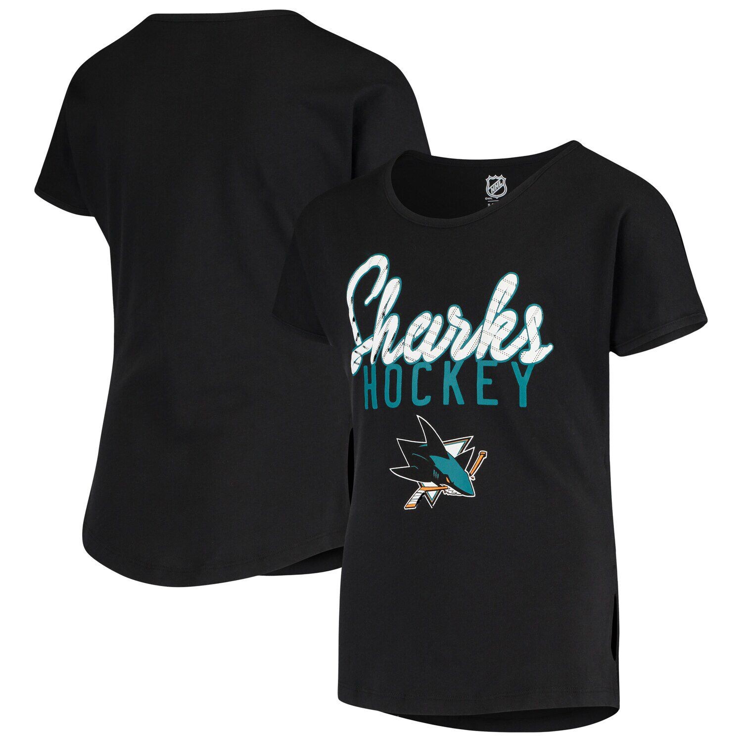 

Молодежная черная футболка San Jose Sharks для девочек со шнуровкой Outerstuff
