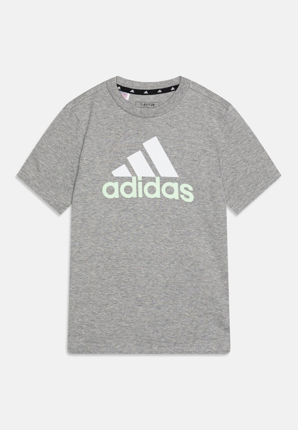 Футболка с принтом Tee Unisex Adidas, цвет medium grey heather/white/semi green spark