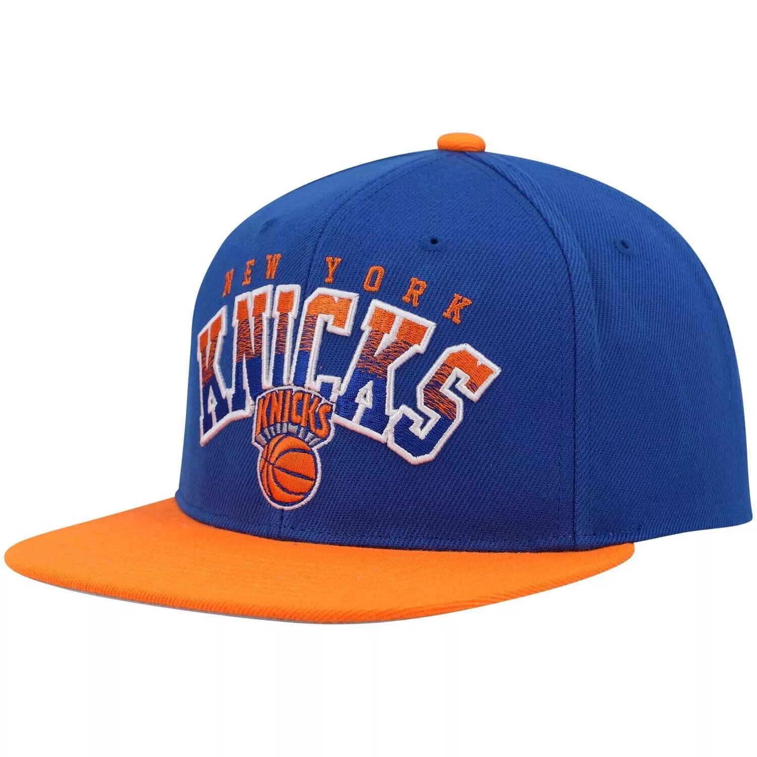 

Мужская кепка Snapback с надписью Mitchell & Ness синего/оранжевого цвета New York Knicks с градиентом и надписью