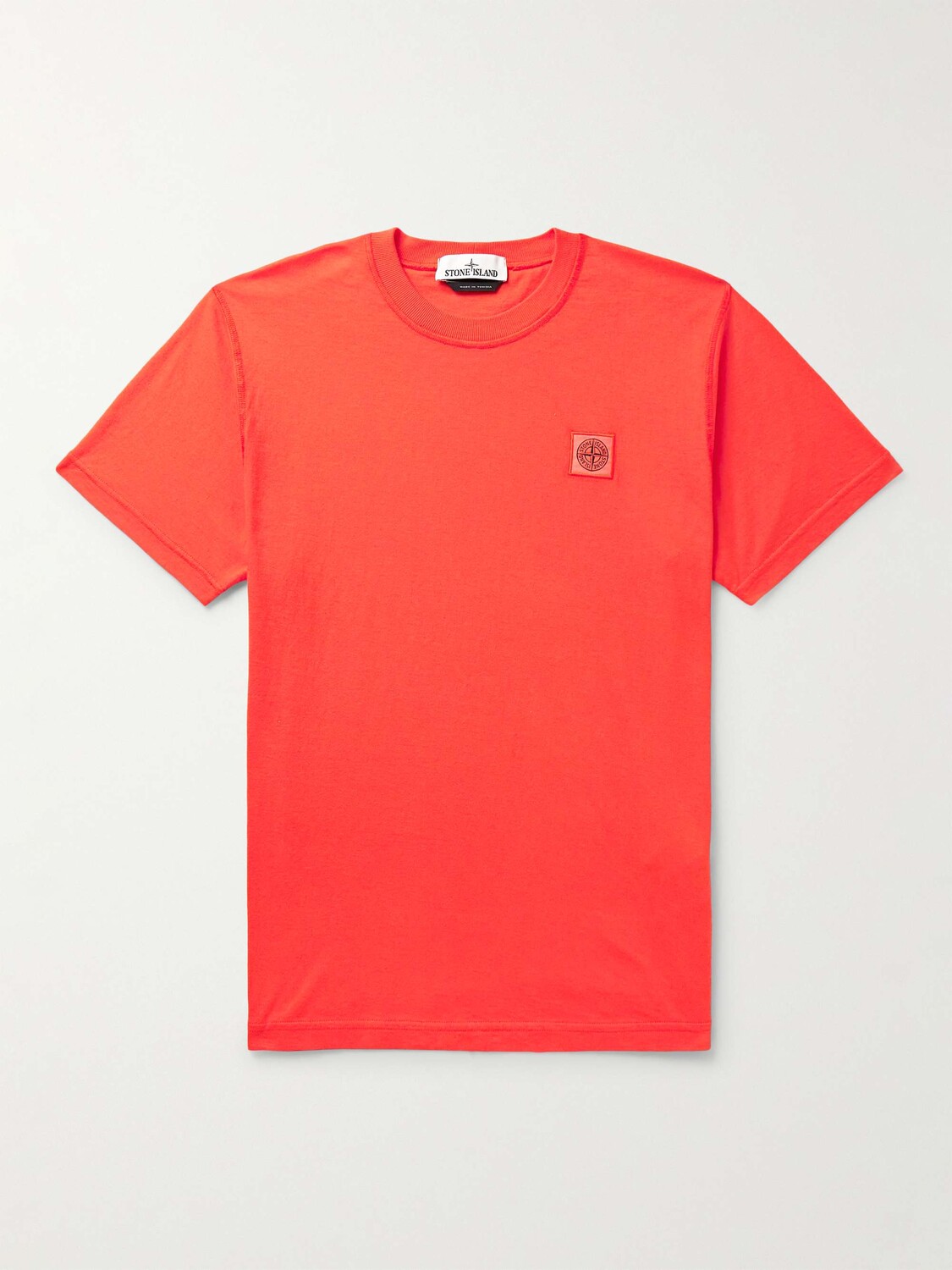 

Футболка из хлопкового джерси с аппликацией логотипа STONE ISLAND, апельсиновый, Оранжевый