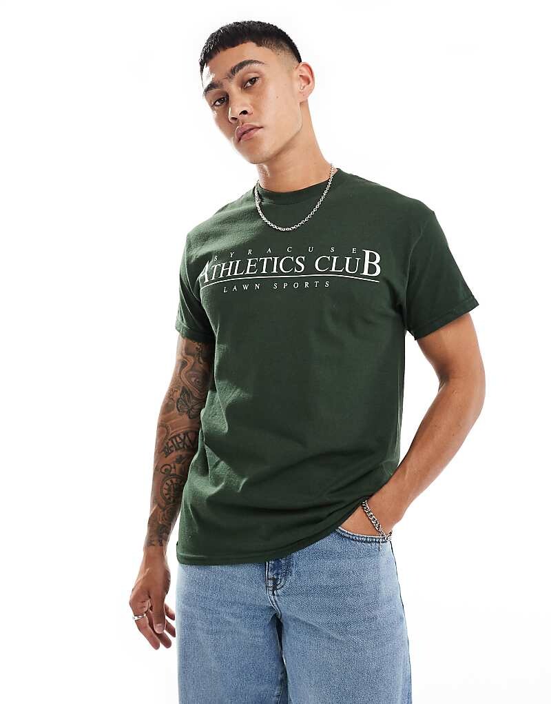 

ASOS DESIGN – Зеленая футболка с принтом Athletics Club на груди