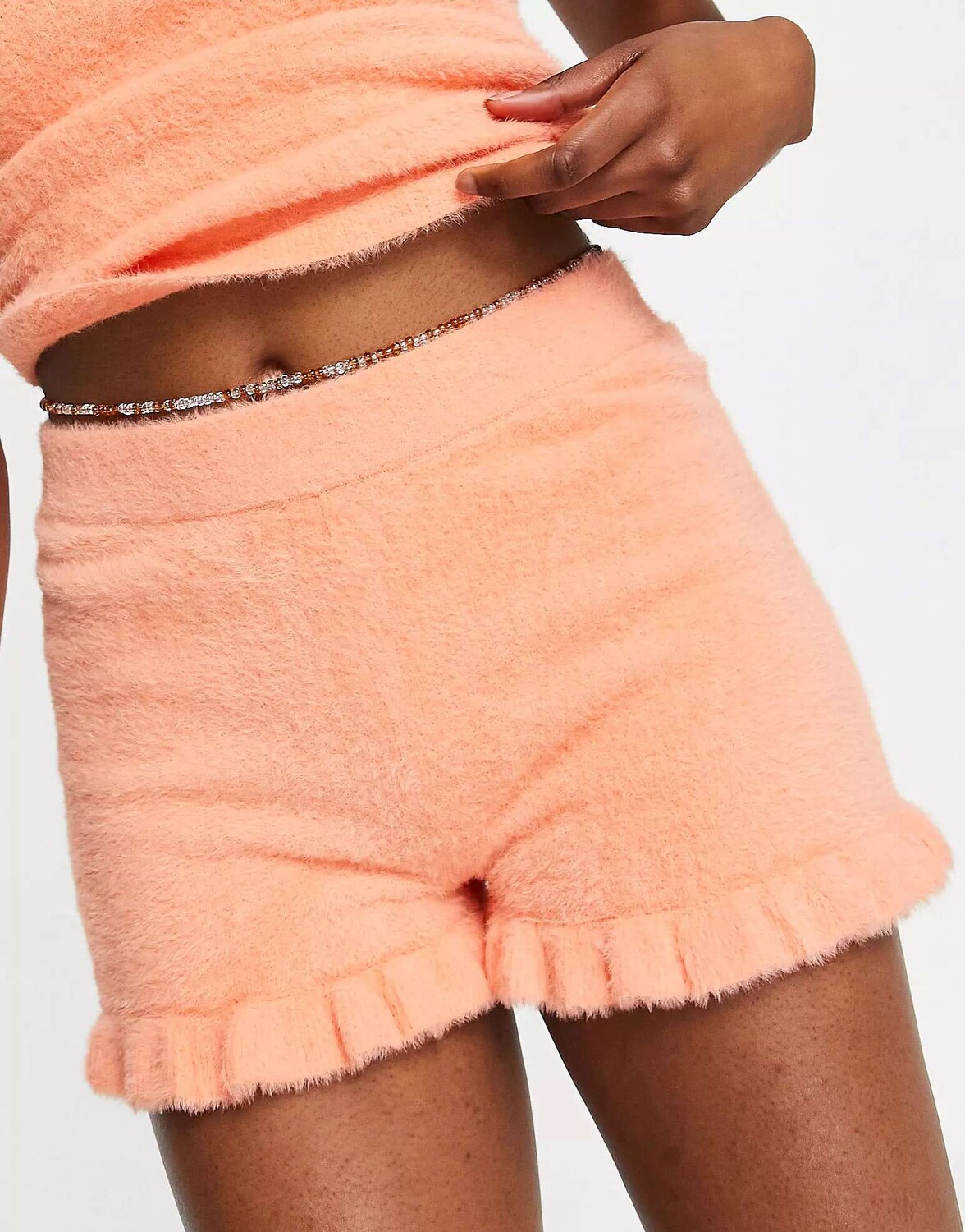 

Мандариновые вязаные пышные шорты в стиле Lounge Mix & Match ASOS