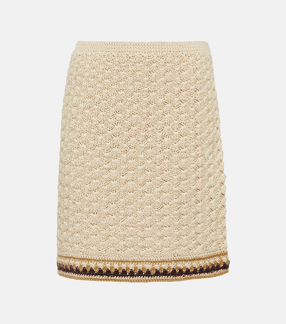 

Мини-юбка крючком из смесового хлопка TORY BURCH, белый